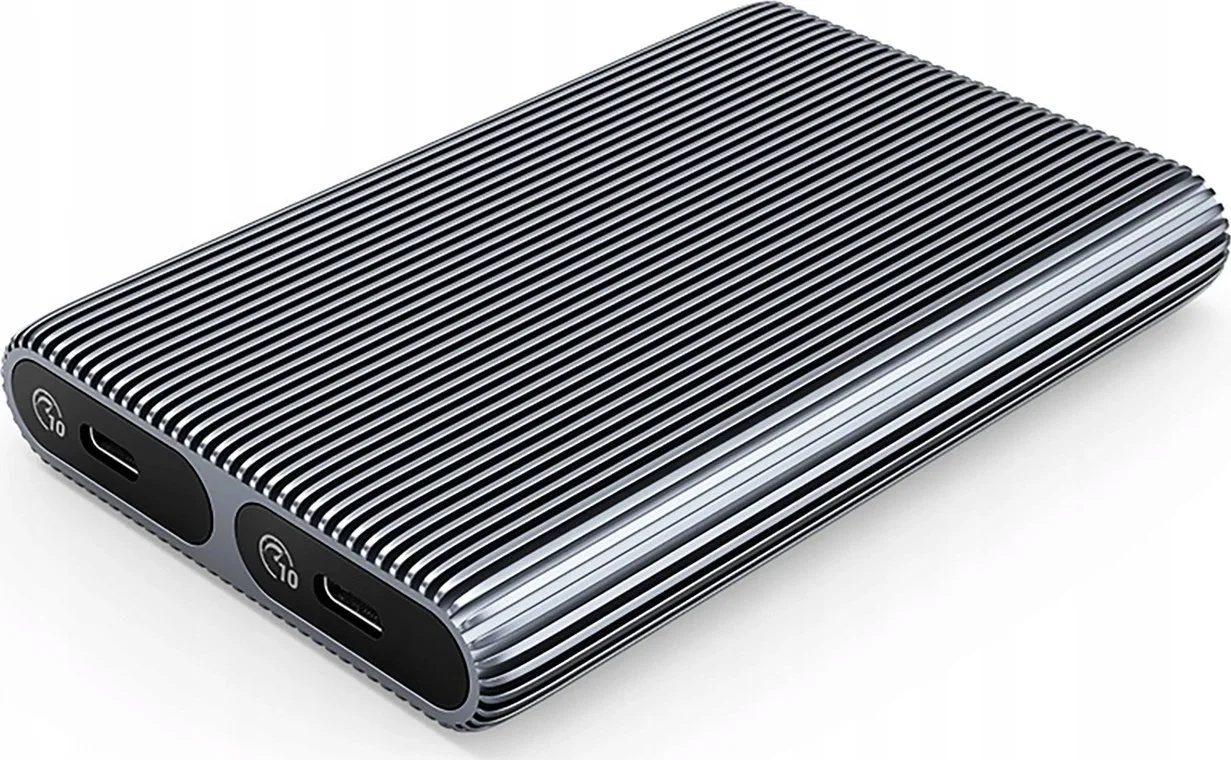 Kieszeń dyskowa 2x M.2 SATA+NVME USB-C 3.2 10Gbps - szara
