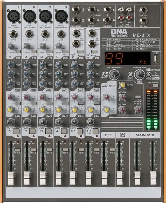 DNA DNA ME-8FX mikser audio 8 kanał USB Bluetooth