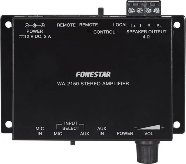 Fonestar Fonestar WA-2150 - Kompaktowy, instalacyjny wzmacniacz stereo Hi-Fi klasy D, 2 x 15 W RMS @ 4 , 1 wejście liniowe, 1 mi