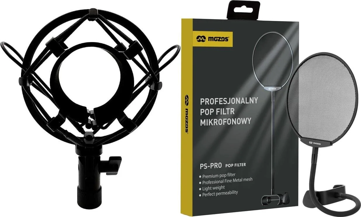 Mozos Mozos Kosz antywibracyjny Shock do mikrofonów 48-54mm SHM2 + Popfiltr mikrofonowy PS-PRO