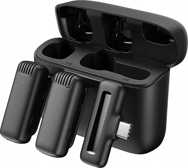 Mikrofon Apexel Mikrofon z etui ładującym Apexel APL-MIC008 typ-C, 2 szt