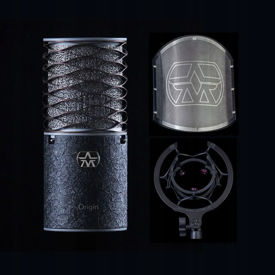 Aston Microphones Origin Black Bundle Mikrofon pojemnościowy + uchwyt + pop filtr
