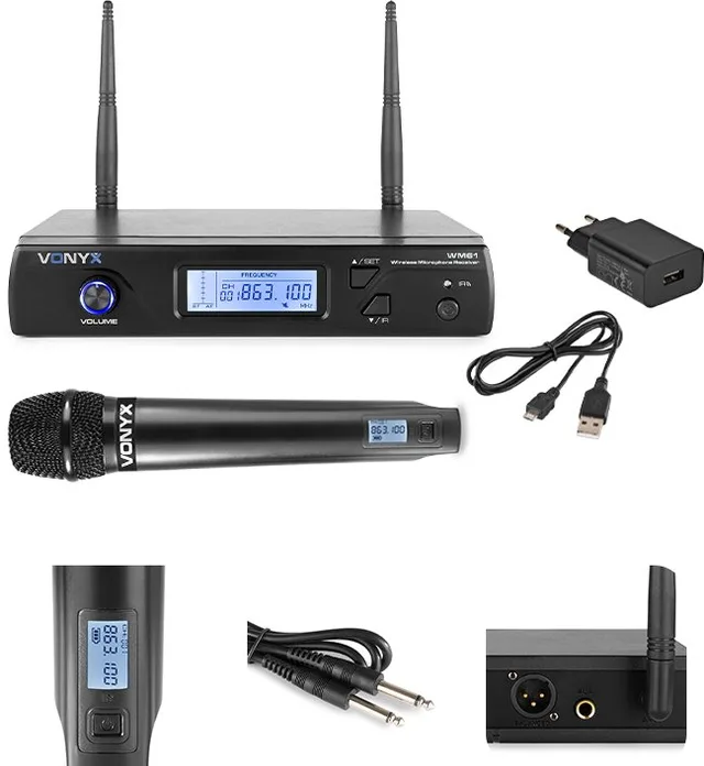Zestaw mikrofonowy bezprzewodowy UHF Vonyx WM61 one size