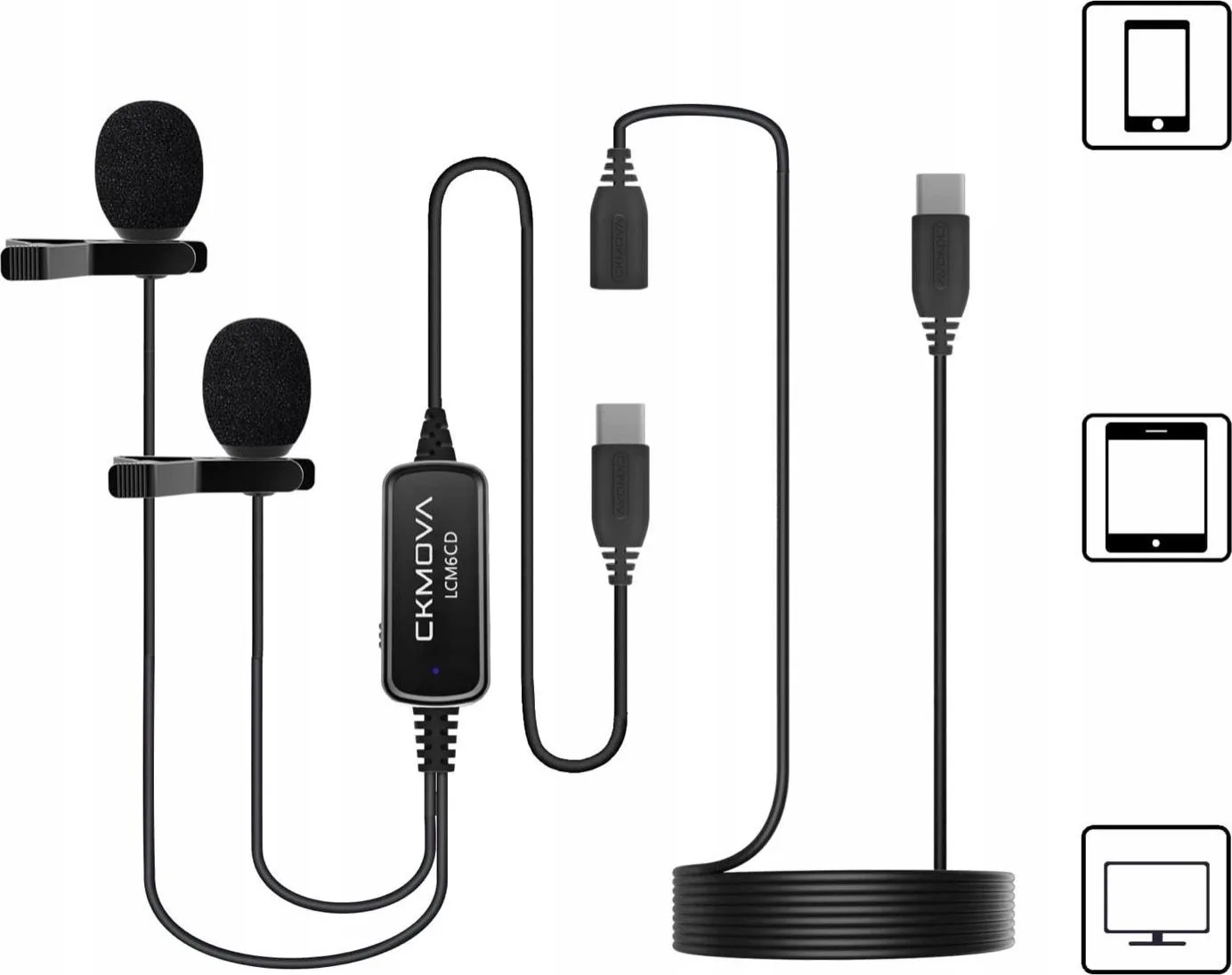 Mikrofon CKMOVA CKMOVA LCM6CD - podwójny mikrofon krawatowy na USB C