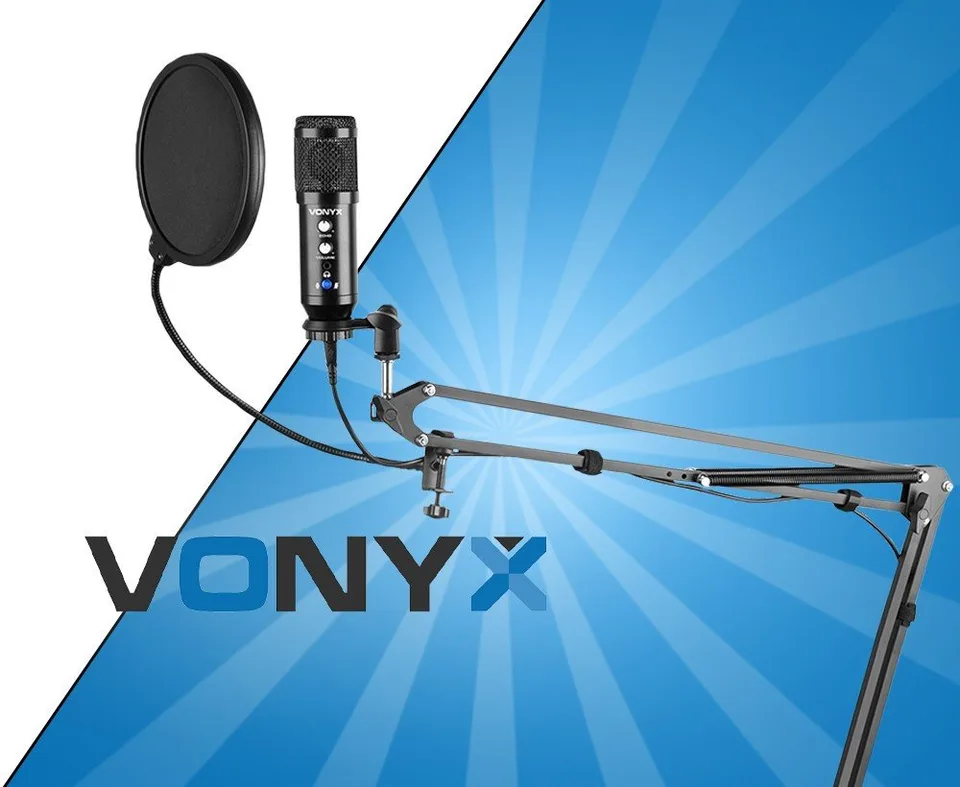 Vonyx CMS320B mikrofon studyjny USB z echem i ramieniem - czarny one size