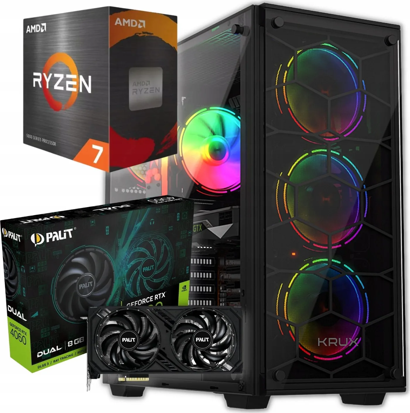 Komputer BSG Raptor V12 AMD Ryzen 7 NVIDIA GeForce RTX 4060 32GB DDR4 1000GB SSD Windows 11