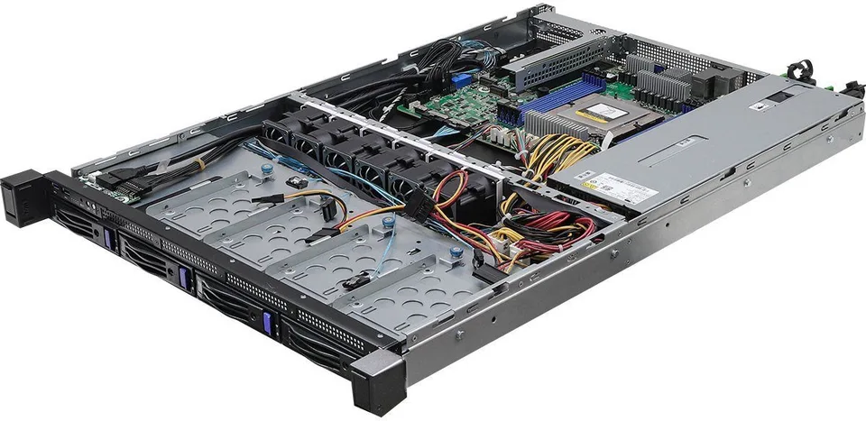 Platforma ASRock Rack (1U) AMD Epyc 9004 (4xLFF, 4XSFF, 2x10GbE, Red. PSU, IPMI)