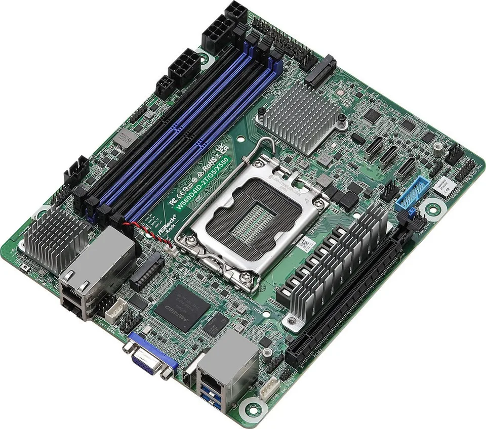ASRock Mainboard W680D4ID-2T/G5/X550 mini-DTX Sockel 1700 DDR5-only Single