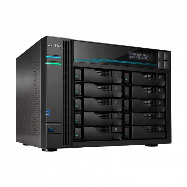 Serwer plików Asustor LOCKERSTOR 10 AS6510T 10-bay, Intel ATOM C3538 Czterordzeniowy 2.1GHz, 8G RAM, 2x10GbE LAN, 2x 2.5GbE LAN,