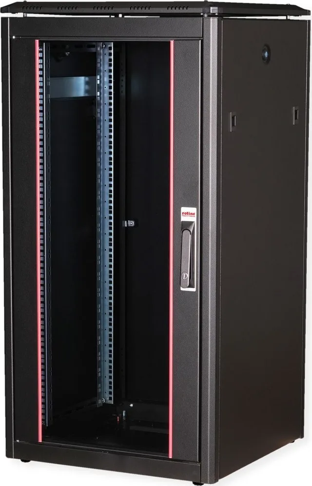Szafa Roline ROLINE Netzwerkschrank Pro 48,26cm 19Zoll 22 HE 600x600 BxT Glast�r schwarz