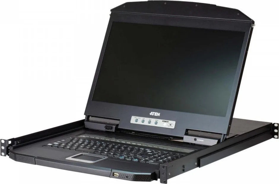 Konsola KVM Aten ATEN CL3108NX-ATA-AG ATEN 8-Port Short Depth PS/2-USB VGA Single Rail WideScreen LCD KVM Switch 18,5