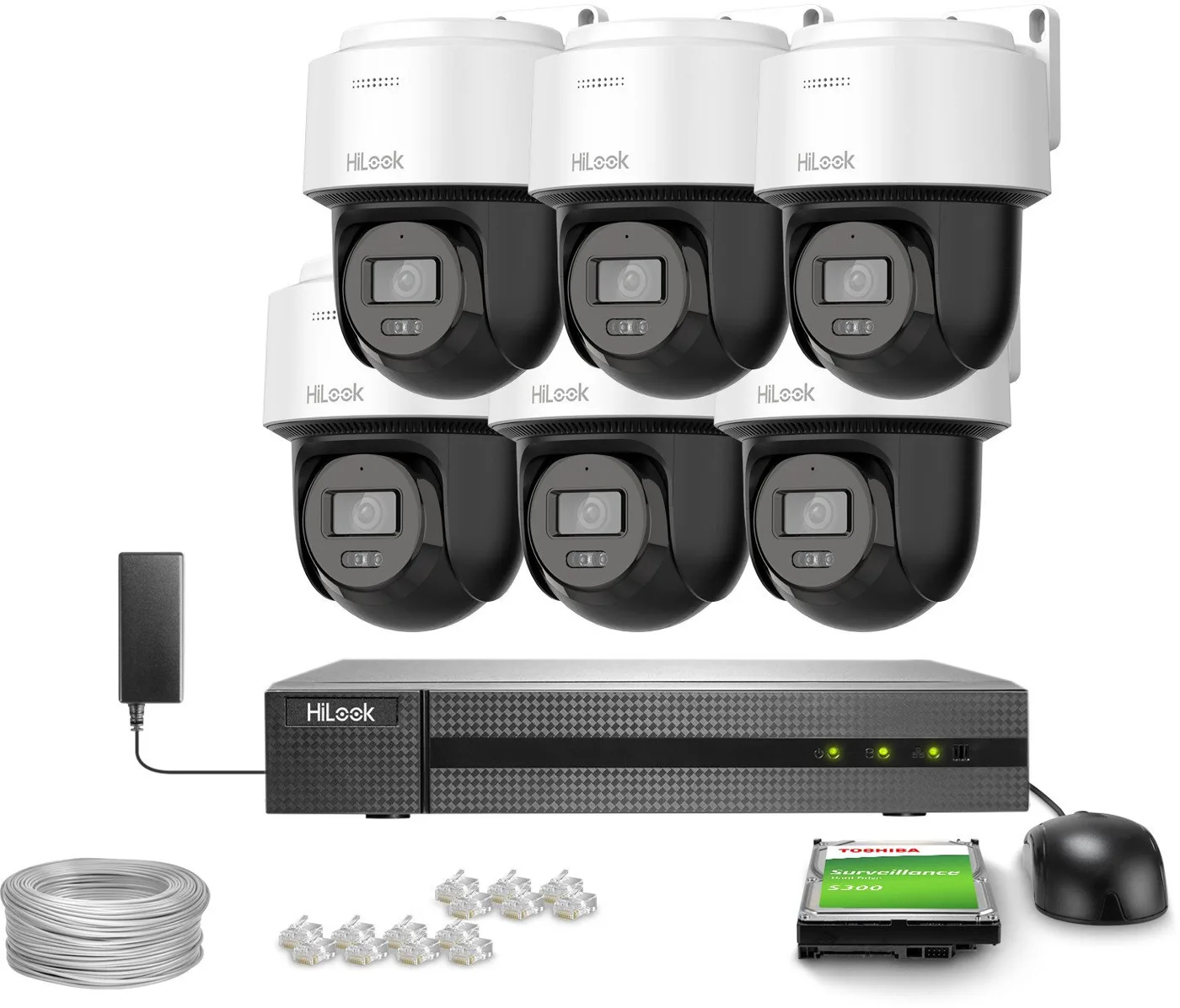 Zestaw do Monitoringu 6x PTZ-N4MP-P 4Mpx, IR30 HiLook by Hikvision