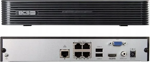 Rejestrator BCS REJESTRATOR IP BCS-B-NVR0401-4P(2.0) 4 KANAŁY, 4 PoE BCS BASIC