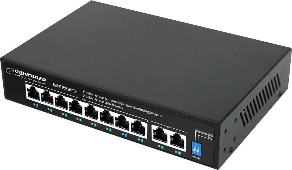 Switch Esperanza ENS108 Esperanza switch 10-portowy poe 10/100/1000 120w matrix
