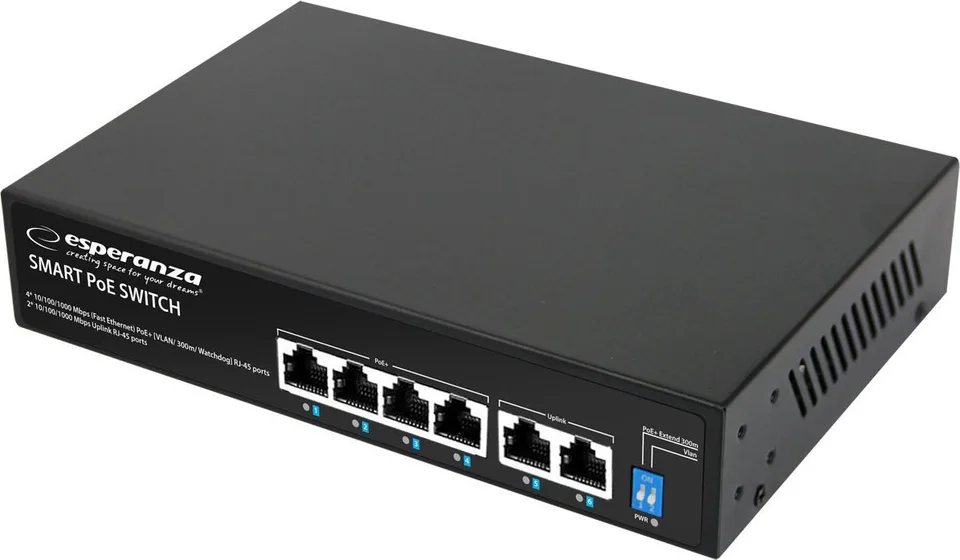 Switch Esperanza ENS107 Esperanza switch 6-portowy poe 10/100/1000 65w goliath