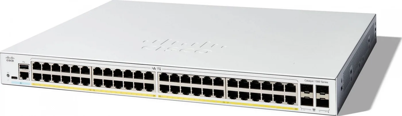 Switch Cisco Cisco Catalyst 1300-48FP-4G - Switch - L3 - managed - 48 x 10/100/1000 (PoE+) + 4 x Gigabit SFP - an Rack montierba