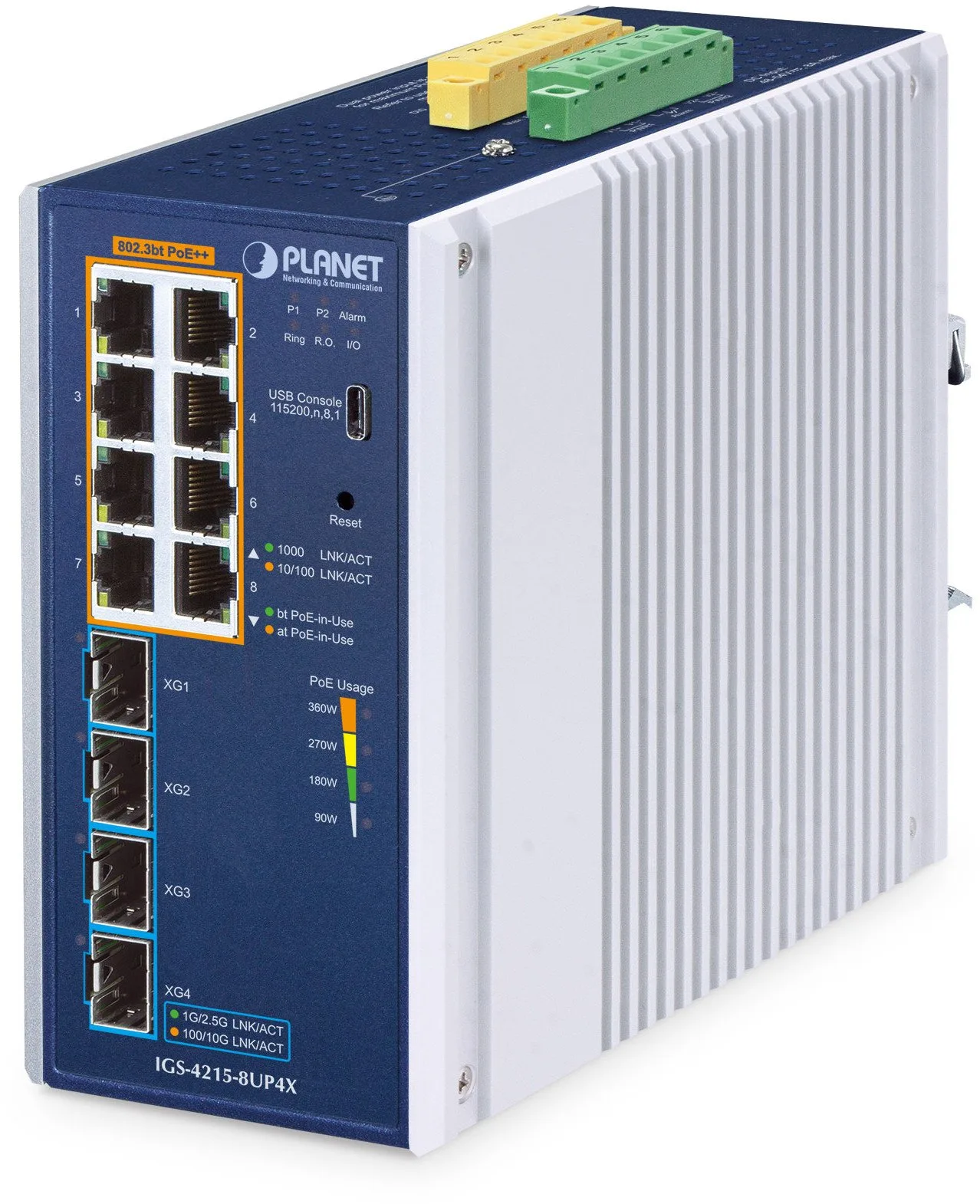 Planet Industrial L2/L4 8-Port PoE++ Managed Switch IGS-4215