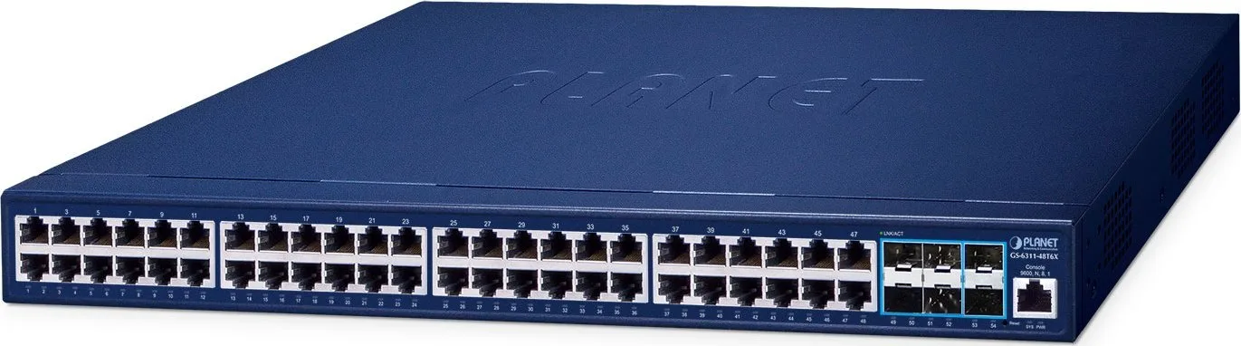 Switch Planet PLANET GS-6311-48T6X Layer 3 48-Port 10/100/1000T + 6-Port 10G SFP+ Managed Ethernet Switch (hardware-based Layer