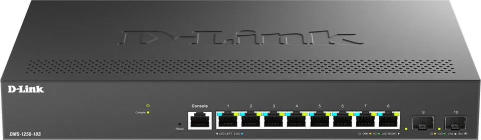 D-Link DMS 1250-10S - Switch - L2+ - Smart - 8 x 2.5GBase-T + 2 x 10 Gigabit SFP+ - Desktop
