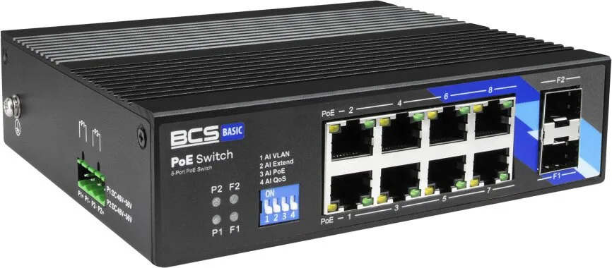 BCS-B-ISP08G-2SFP BCS switch PoE 8 portowy szyna DIN