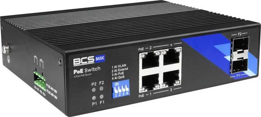 BCS-B-ISP04G-2SFP BCS switch PoE 4 portowy szyna DIN
