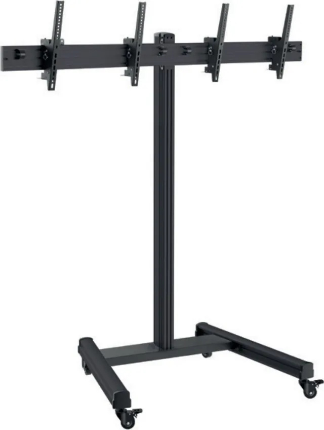 Hagor HAGOR BrackIT Stand Dual mobiles Standsystem fuer 2x 107-140cm screens montageseitig hoehenverstellbar VESA max 600x400 Tr