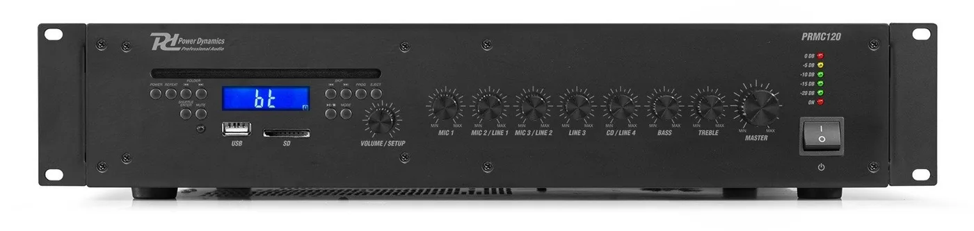 Wzmacniacz miksujący Power Dynamics PRC120 100V z CD 120W one size