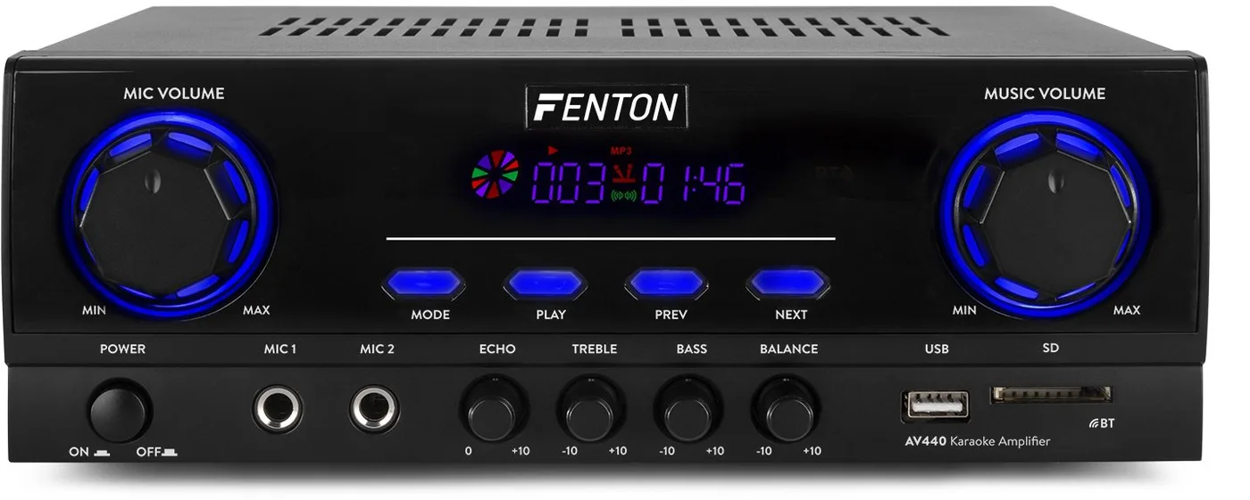 Wzmacniacz karaoke 2x 200W BT AV440 Fenton one size