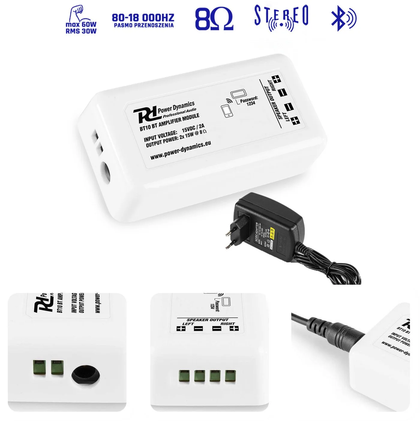 Kompaktowy wzmacniacz stereo 60W BT10 Power Dynamics one size