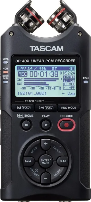 Dyktafon Tascam Tascam DR-40X - Przenośny rejestrator cyfrowy z interfejsem USB, zapisujący 2 x stereo, 2 GB karta SD