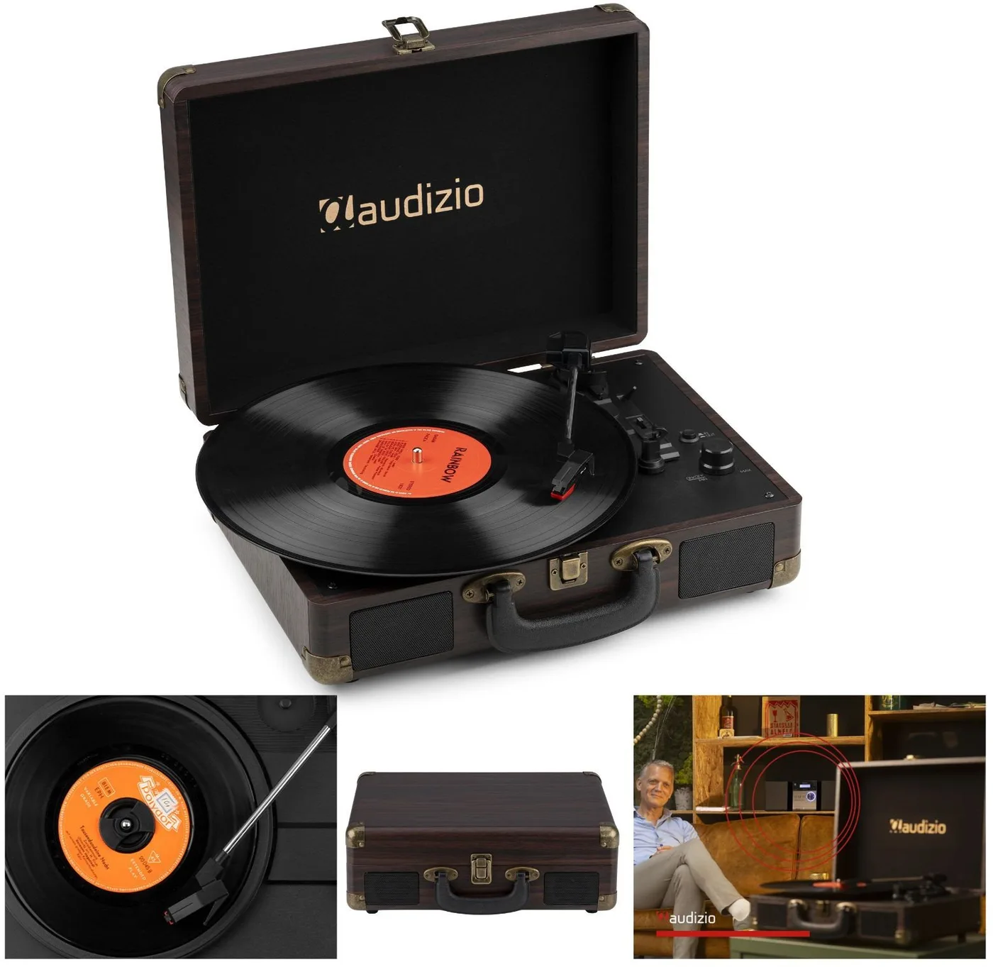Gramofon w walizce z BT In/Out RP116DW Audizio ciemne drewno one size