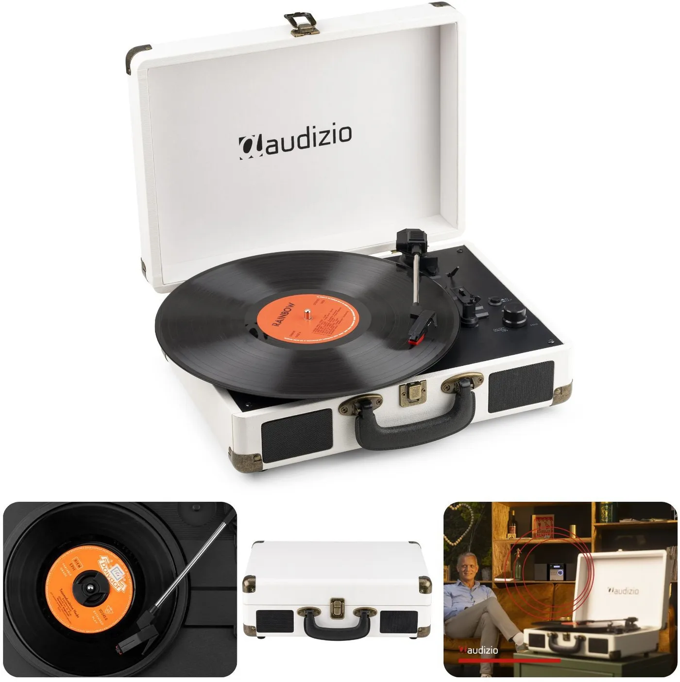 Gramofon w walizce z BT In/Out RP116CR Audizio biały one size