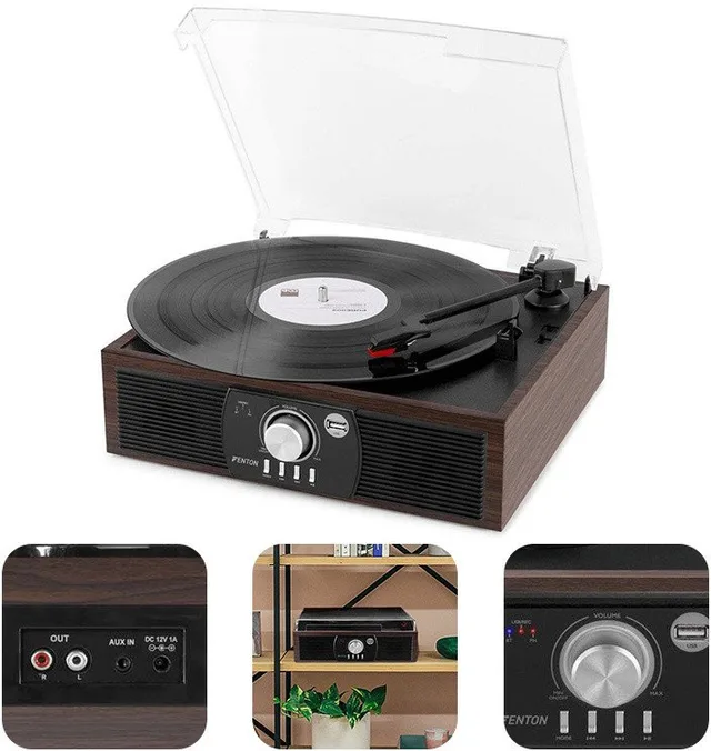 Gramofon RP175DW Fenton BT USB ciemne drewno one size