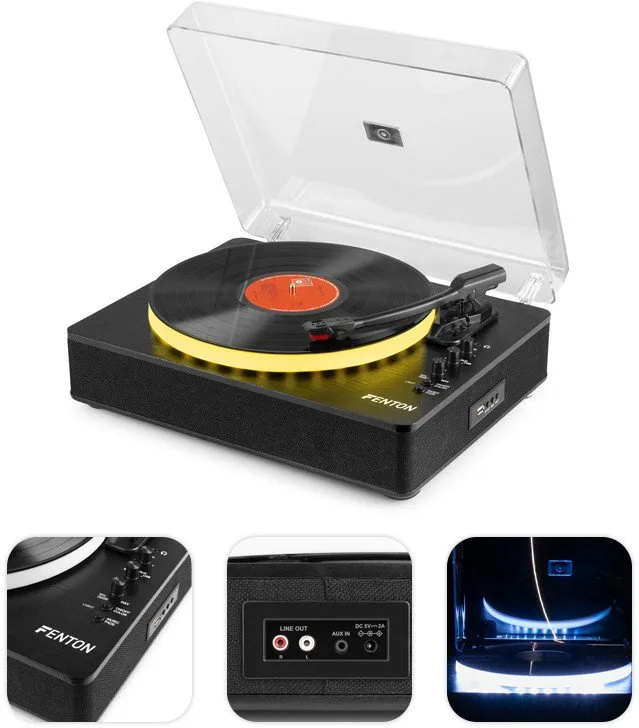 Gramofon RP162LED Fenton wejście/wyjście BT czarny one size