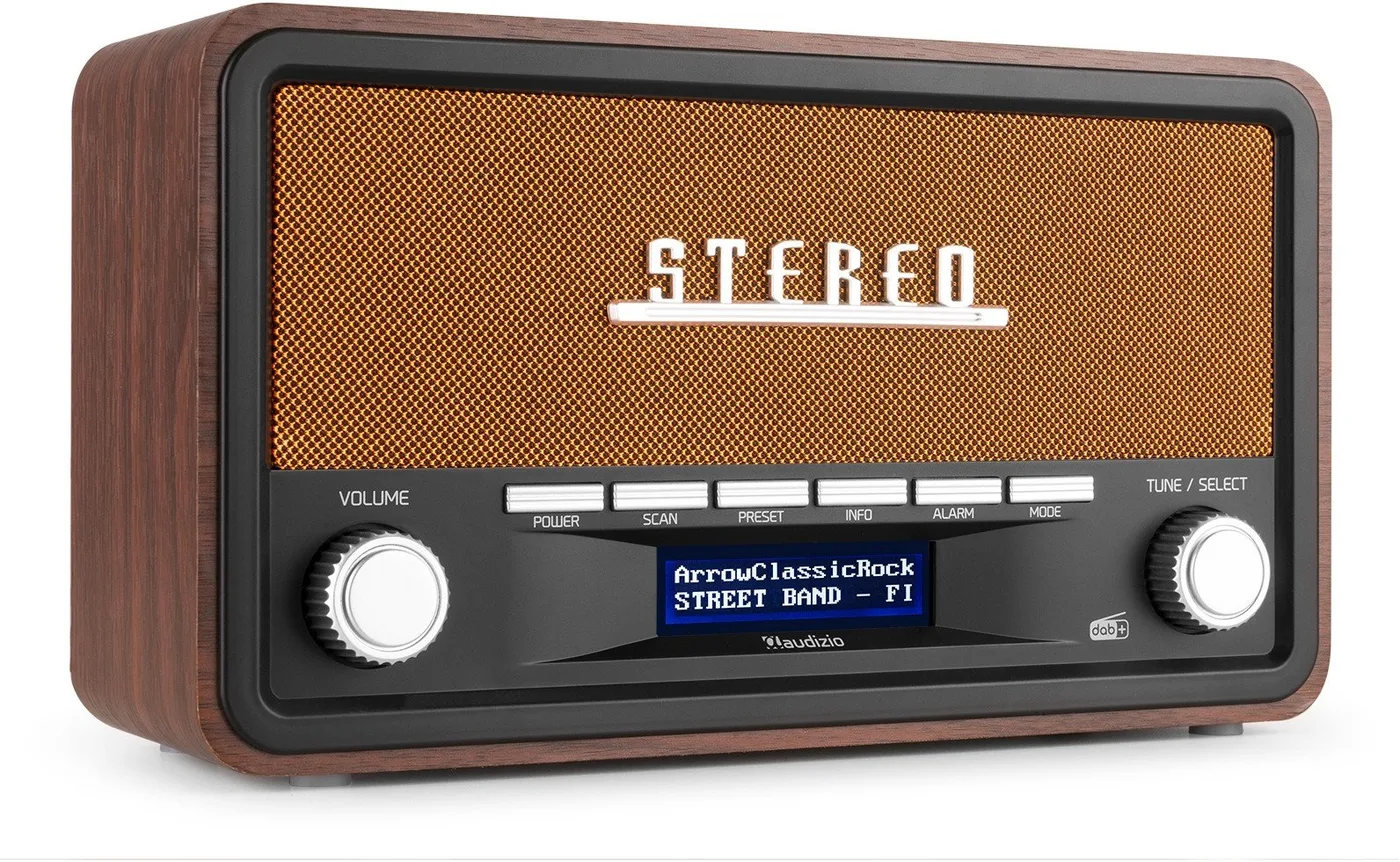 Przenośne radio Audizio Foggia stereo z budzikiem DAB+ FM- 50W - brązowy one size
