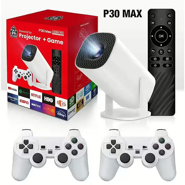 RoGer RO-P30MAX  Retro Games Projector + 2 Pads  / 30000+ games / 4K / Wifi