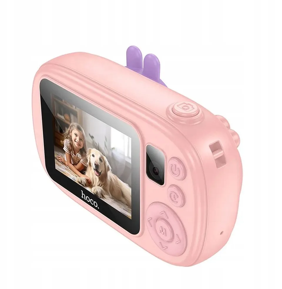 Aparat cyfrowy dla dzieci z funkcją selfie Hoco 1MP 2,0" HD Ready DV205 różowy 0INT