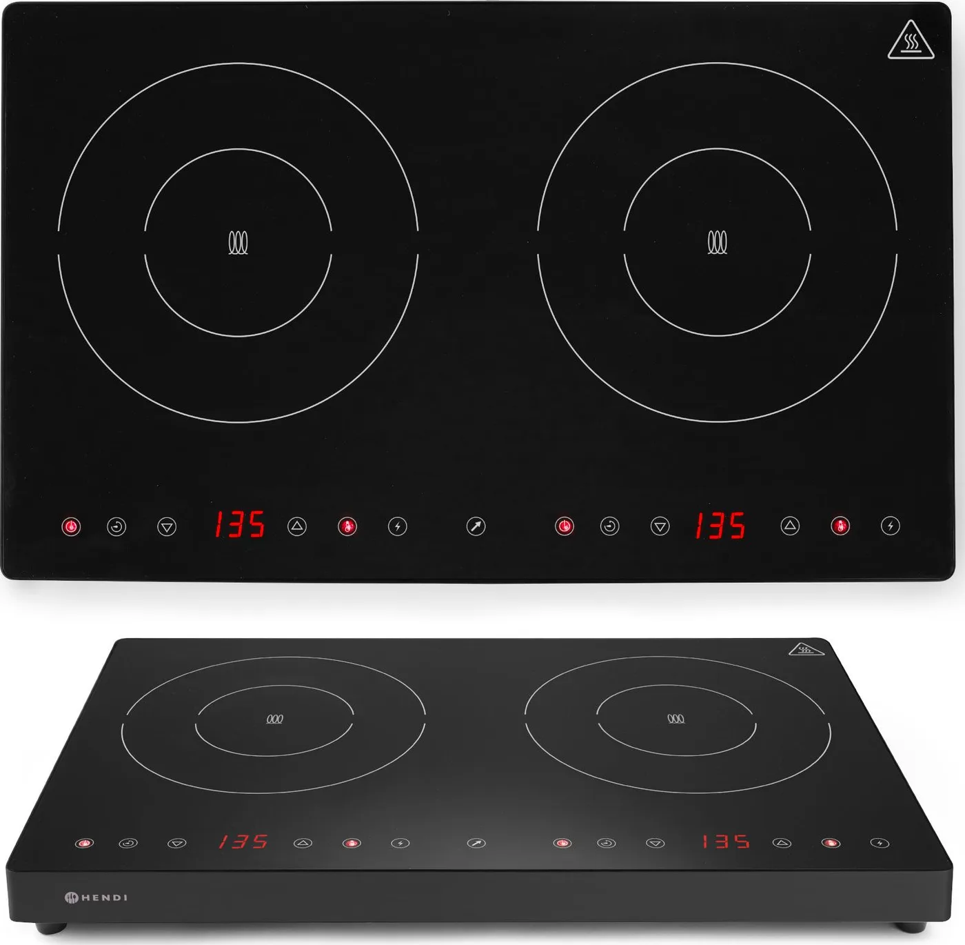 Płyta wolnostojąca Hendi Kuchenka indukcyjna nastawna z panelem dotykowym 2 pola grzewcze Black Line śr. 23 cm 3500 W - Hendi 23