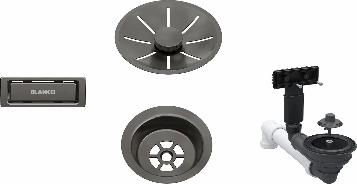 Blanco BLANCO Armatura odpływowo-przelewowa 1x3,5" z InFino i elementami stalowymi satin dark steel