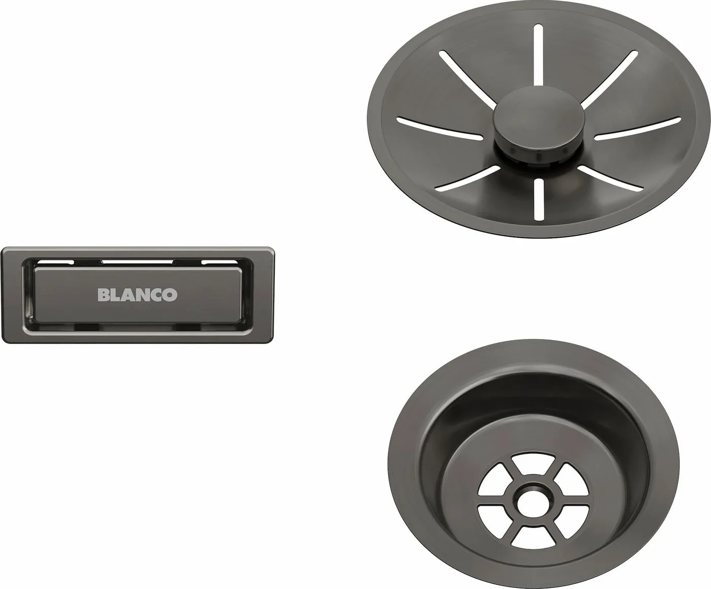 Blanco BLANCO Zestaw elementów stalowych w kolorze satin dark steel, do armatury przelewowo-odpływowej InFino, do jednej komory