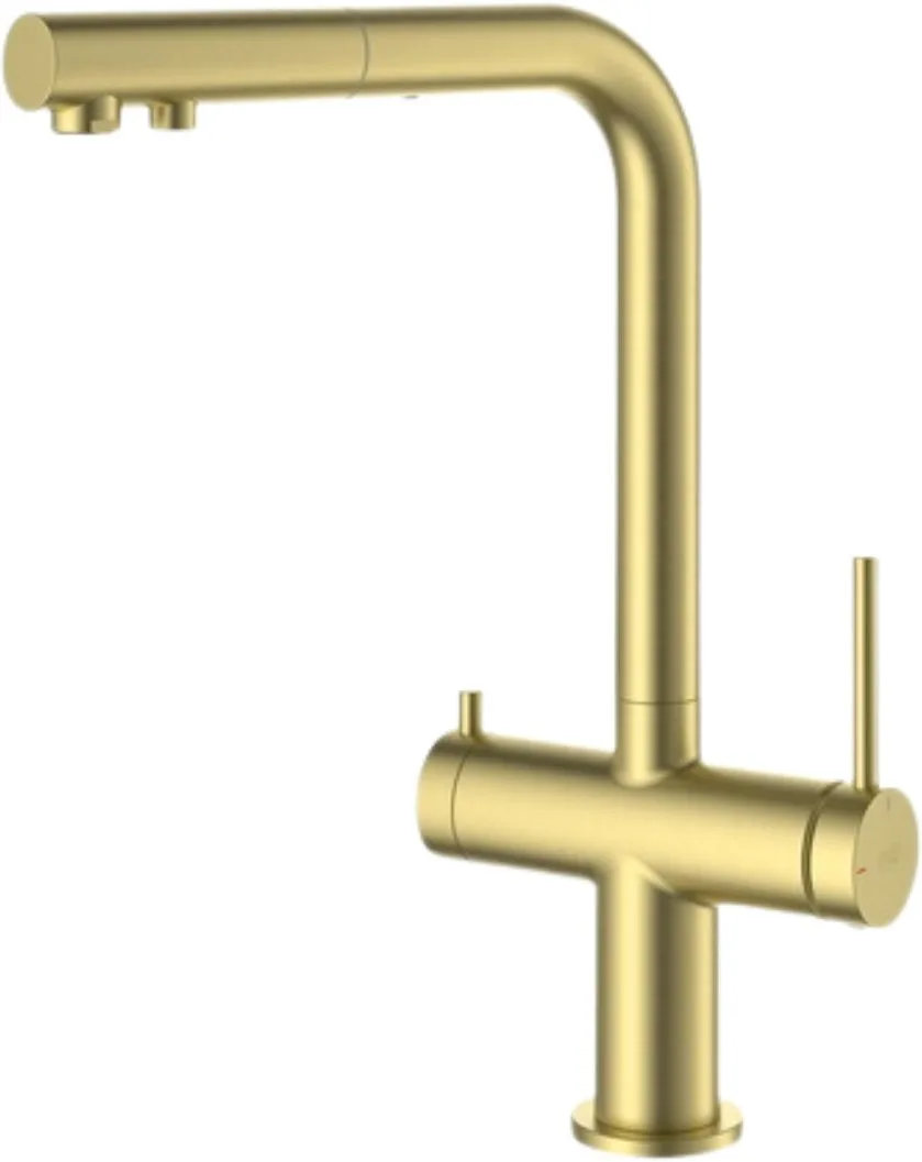Sink mixer with pull-out hose and connection for water filter Blue Water Delta, antiqued