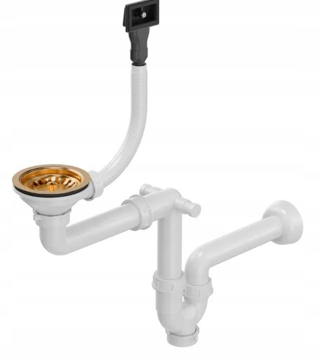 Odpływ zatyczkowy 3 1/2" z syfonem 1-komorowy PVD miedziany (STAL-pionowy), save space (12SR3-P1A-PC1)