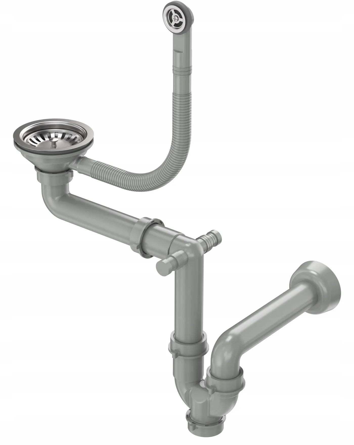 Odpływ zatyczkowy 3 1/2" z syfonem 1-komorowy stal (GRANIT-pionowy), save space, eco