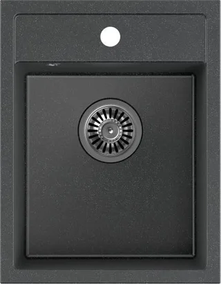 Zlewozmywak Quadron JOHNNY 90 Steingran zlewozmywak granitowy czarny 1-komorowy z/o (39x50x20), z syfonem stal szlachetna
