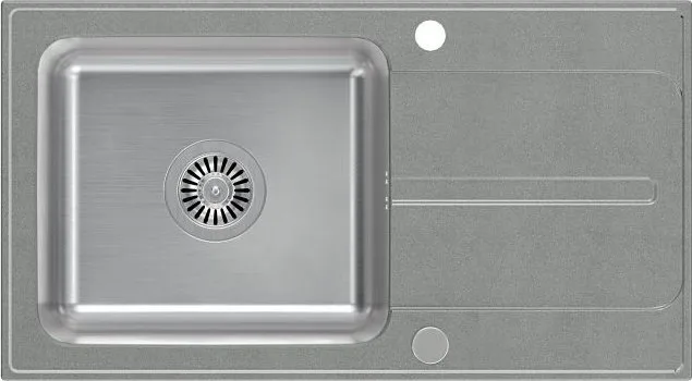 Zlewozmywak Steiner RALPH 111 Fusion GraniteQ silver stone z komorą stalową (780x430x190) z syfonem manualnym i zaślepką