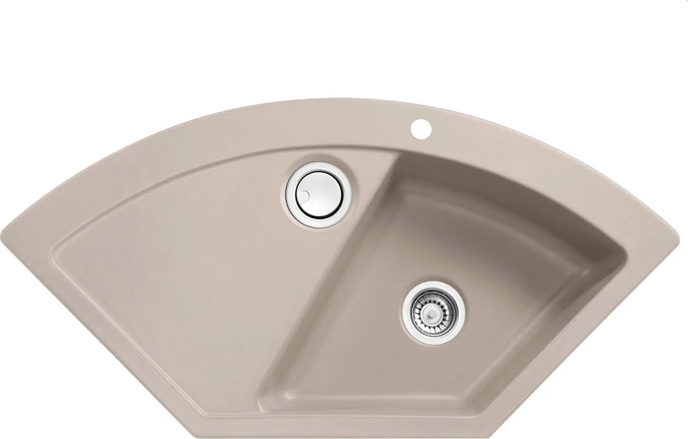 Zlewozmywak SYSTEMCERAM Systemceram Mera ECK Fango, Zlewozmywak ceramiczny narożny, korek manualny,