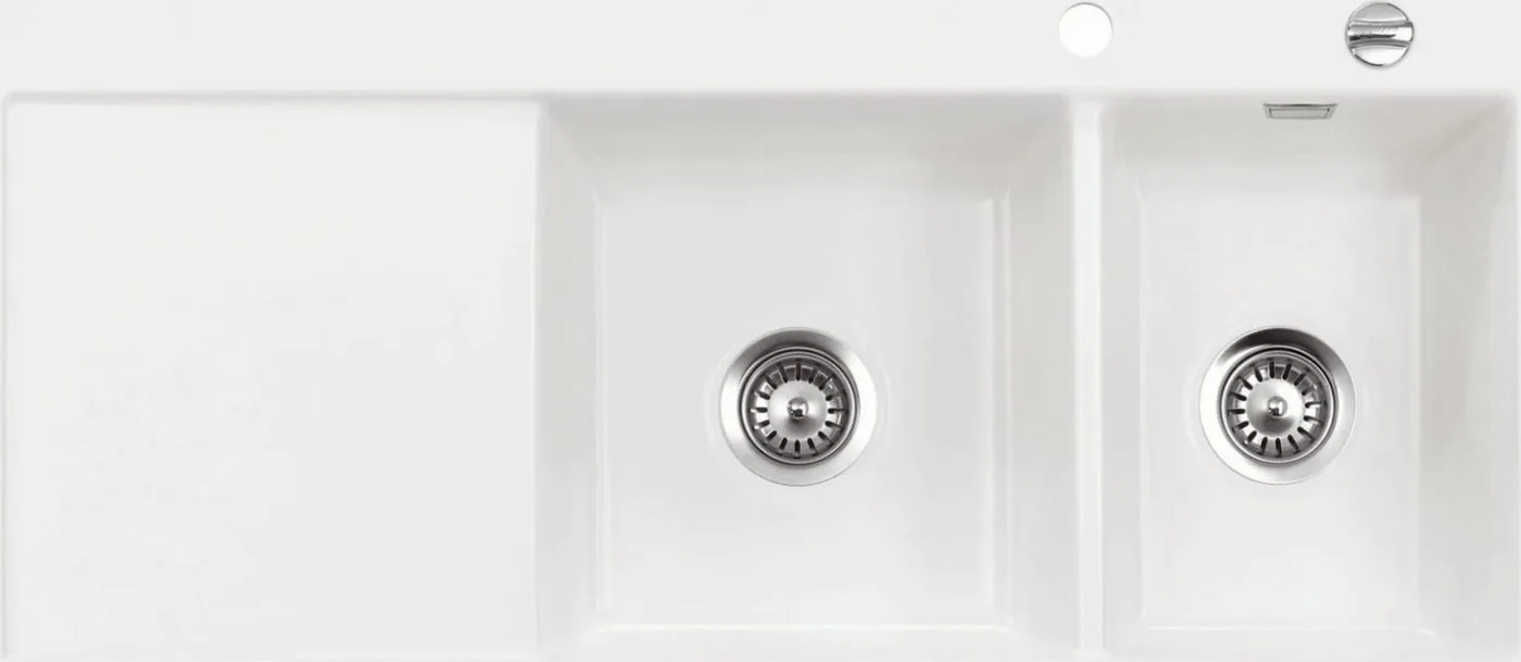 Zlewozmywak SYSTEMCERAM Systemceram Mera Double Polar, Zlewozmywak ceramiczny, korek manualny,