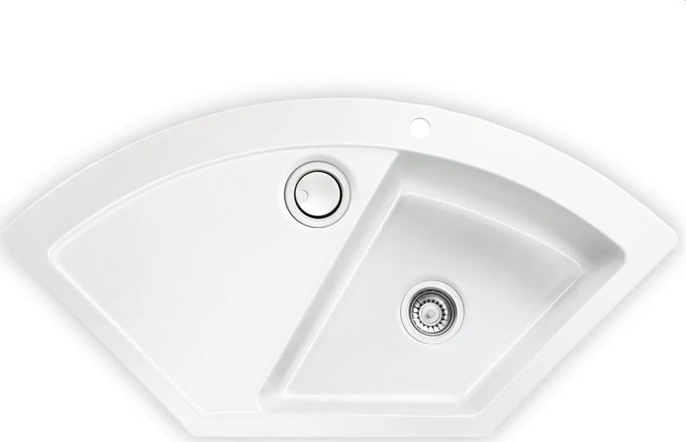 Zlewozmywak SYSTEMCERAM Systemceram Mera ECK Gronland, Zlewozmywak ceramiczny narożny, korek manualny,