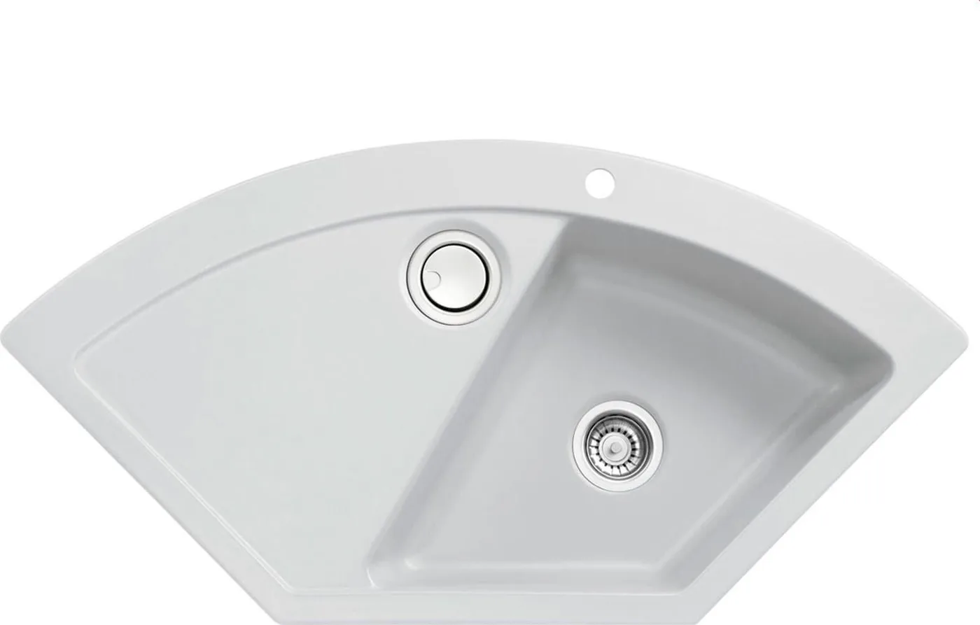 Zlewozmywak SYSTEMCERAM Systemceram Mera ECK Titan, Zlewozmywak ceramiczny narożny, korek manualny,