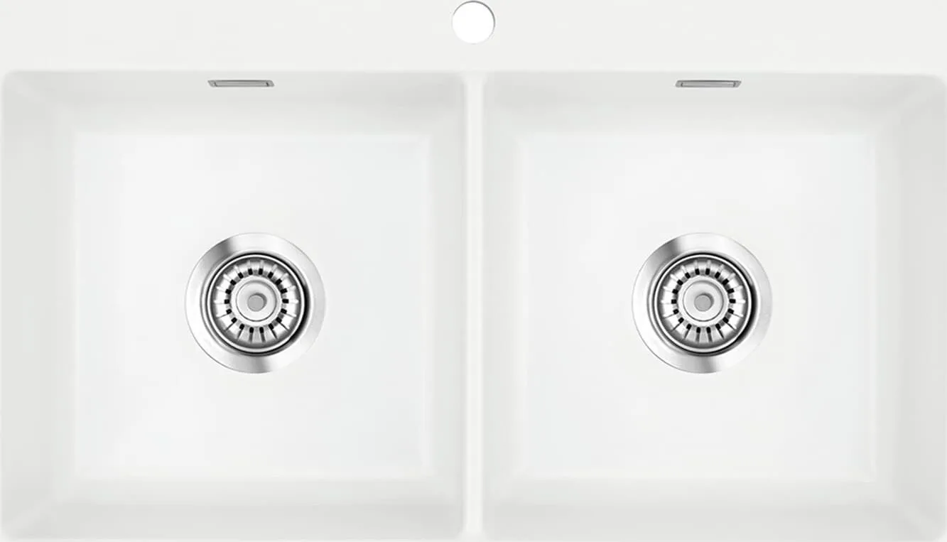 Zlewozmywak SYSTEMCERAM Systemceram Mera Twin Polar, Zlewozmywak ceramiczny, korek manualny,